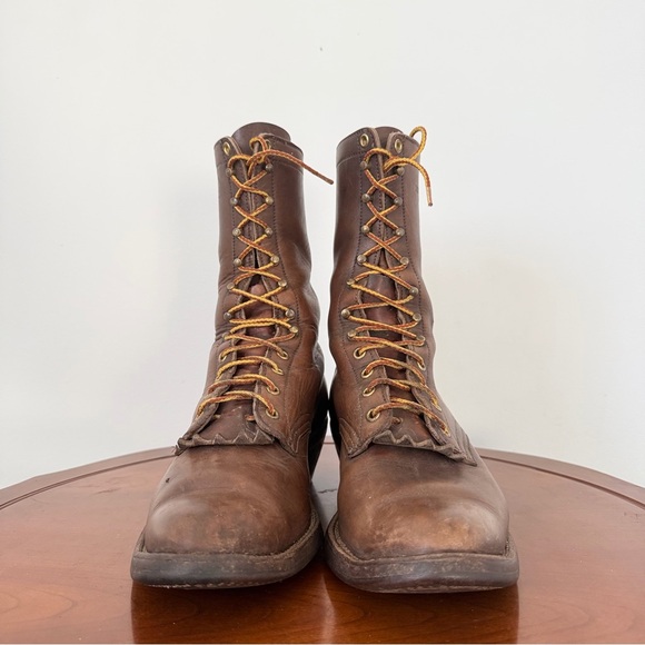 White’s Handmade Men’s Hathorn Packer Leather Lace-Up Kiltie Cowboy Boots | 9.5 - Picture 4 of 8